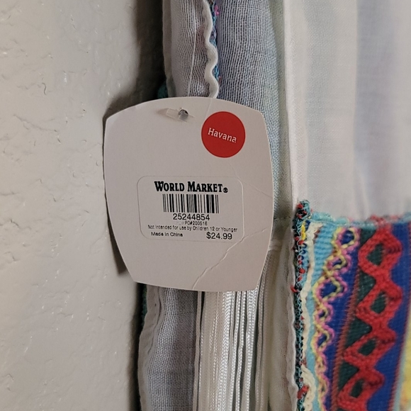 Embroidered Havana Fringe Scraf Schawl Wrap - Picture 5 of 6